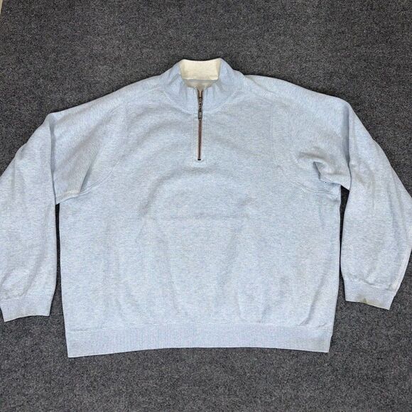 Tommy Bahama Sweater Mens 2XL Light Blue 1/4 Zip Reversible Mock Neck Casual - Picture 1 of 6